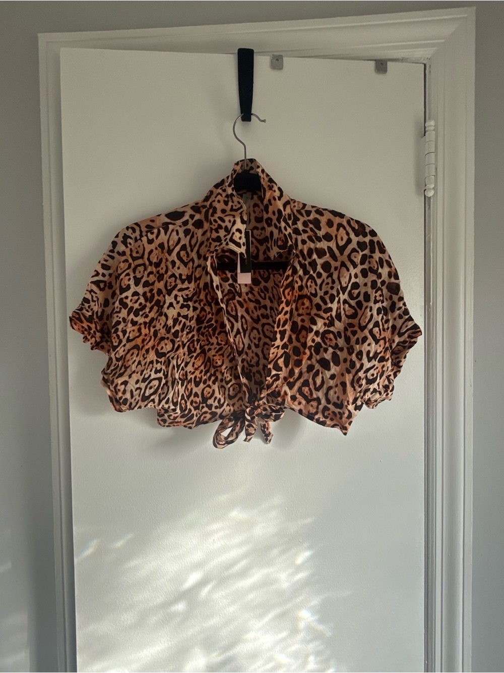 Victoria's Secret Leopard Print Tie-Front Crop Top - Brown Black